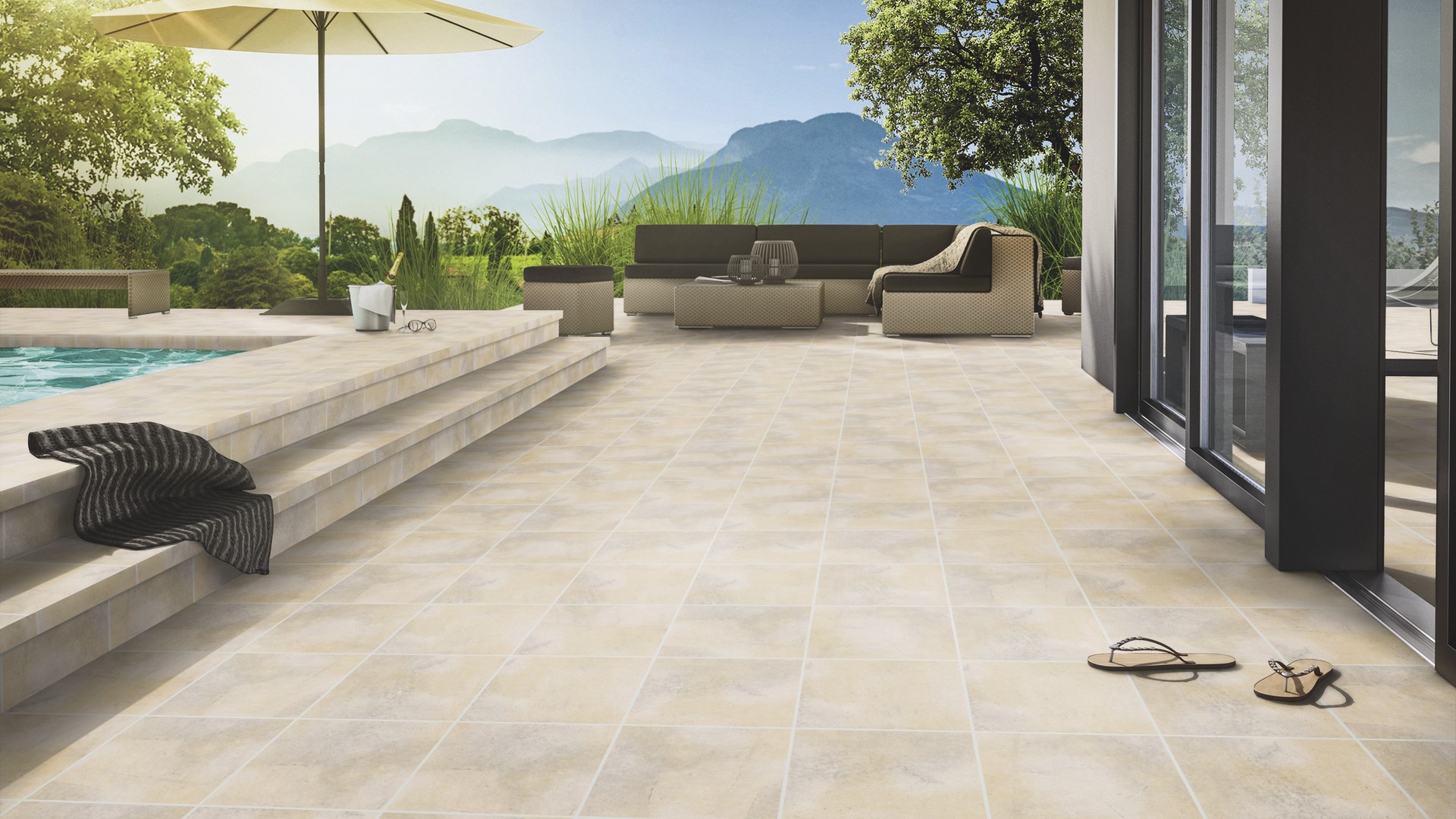 Клинкерная ступень флорентинер противоскользящая плитка Stroeher KERAPLATTE AERA T 721 roule 340*294*12 мм