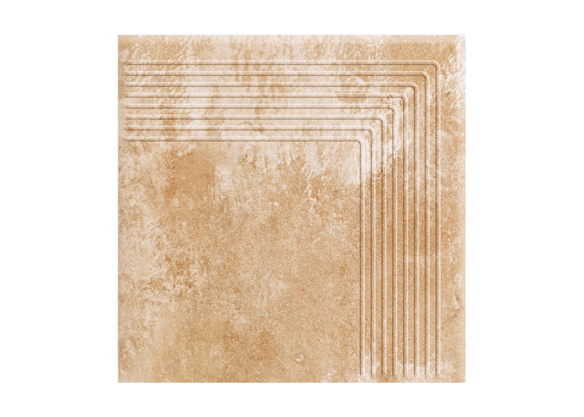 Ilario Beige угловая клинкерная ступень с насечками 300x300x11 мм