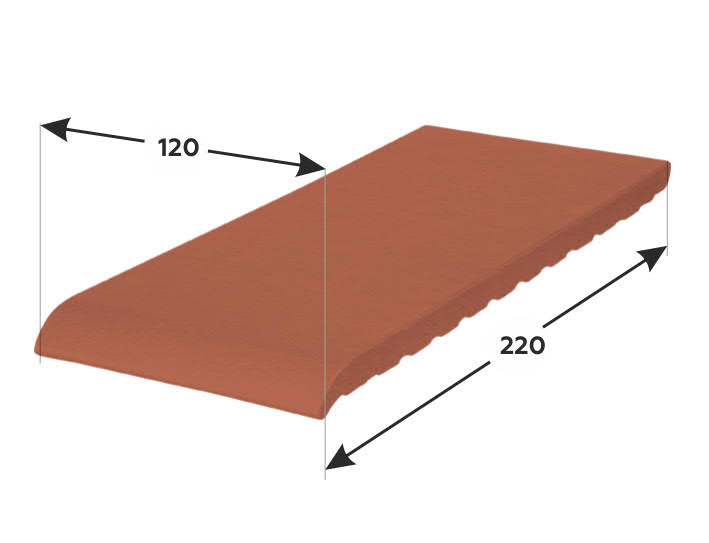 220*120*15 мм ОК22-01 рубиновый красный, Клинкерный подоконник, отлив - фасад дома klinker