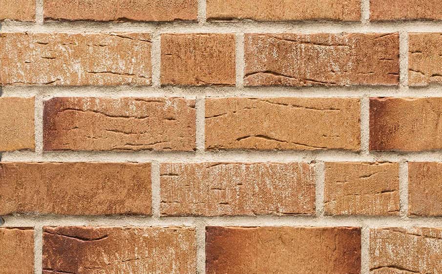 Клинкерная фасадная плитка облицовочная под кирпич Stroeher (Штроер) Steinlinge 372 amberbeige рельефная NF14, 240*71*14 мм