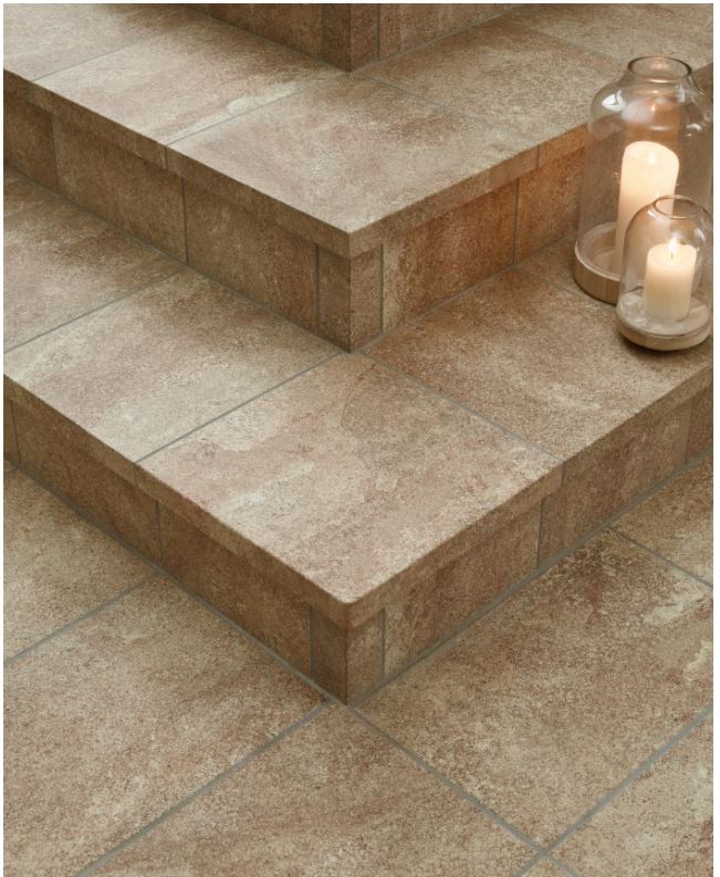 Клинкерная Ступень лофт Угловая противоскользящая плитка Stroeher KERAPLATTE EPOS 955 eres 340*340*35*11 мм