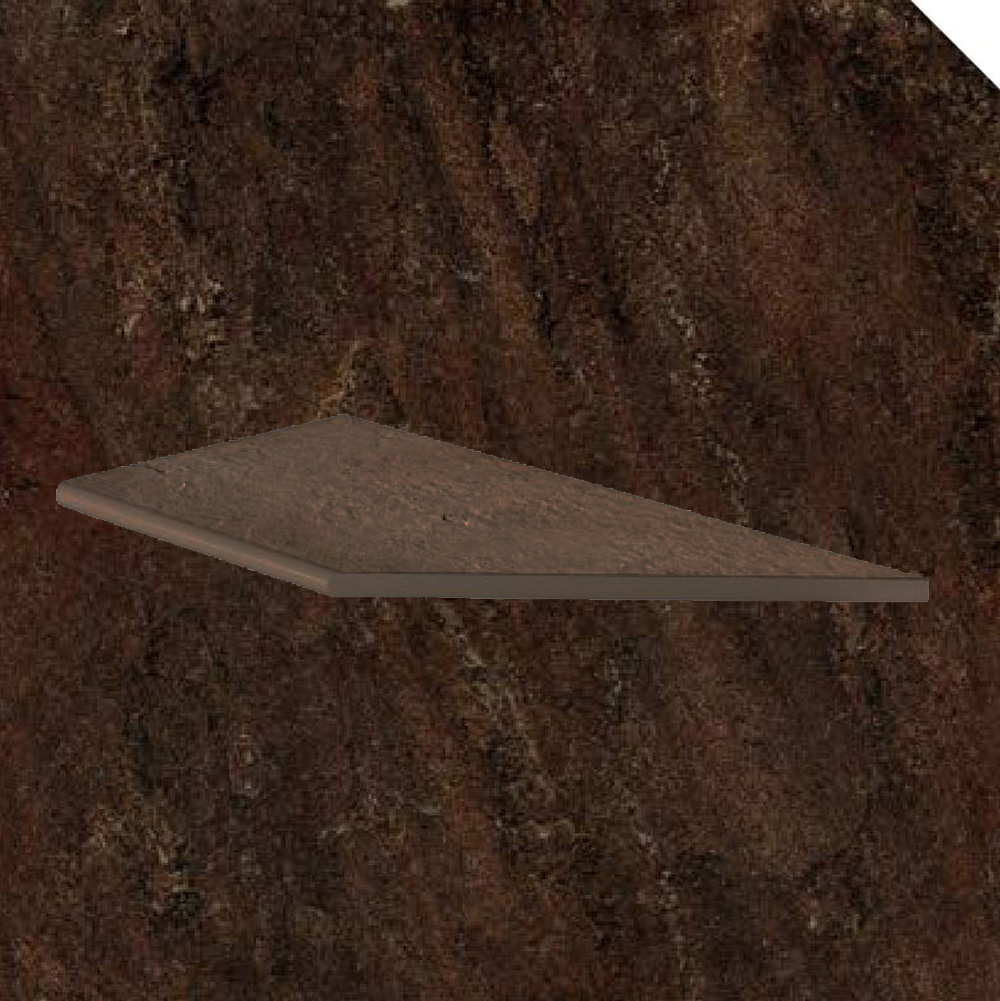 Тротуарная плитка Коричневая Lastra. Спец. Элемент-Бортик Закругленный Угловой Лc Лэндстоун Браун \ Landstone Brown Round Angolo Sx 300х600х20мм