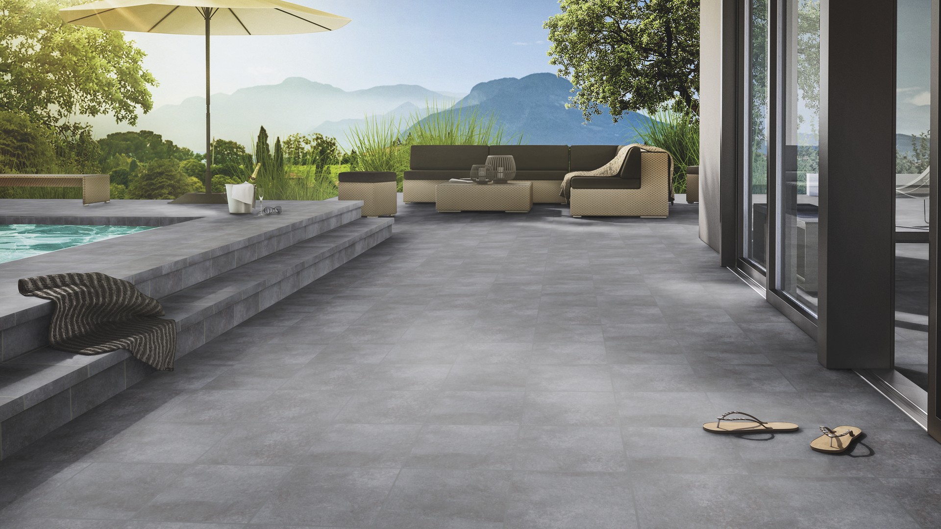 Клинкерная ступень флорентинер противоскользящая плитка Stroeher KERAPLATTE AERA 710 crio 340*294*12 мм