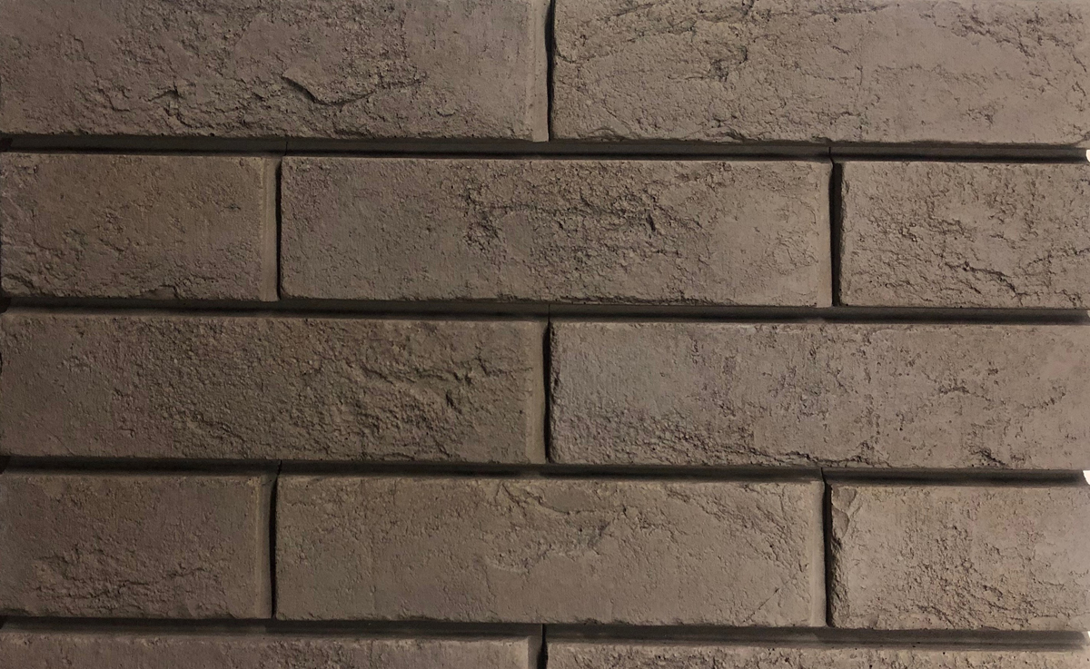 Бонн-4 Плитка под кирпич для навесного вент фасада без расшивки шва 253X68X26 мм RAL 8008 искусственный камень