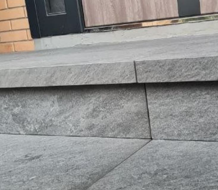 Фото ступени с выраженным выносом носика на входной группе