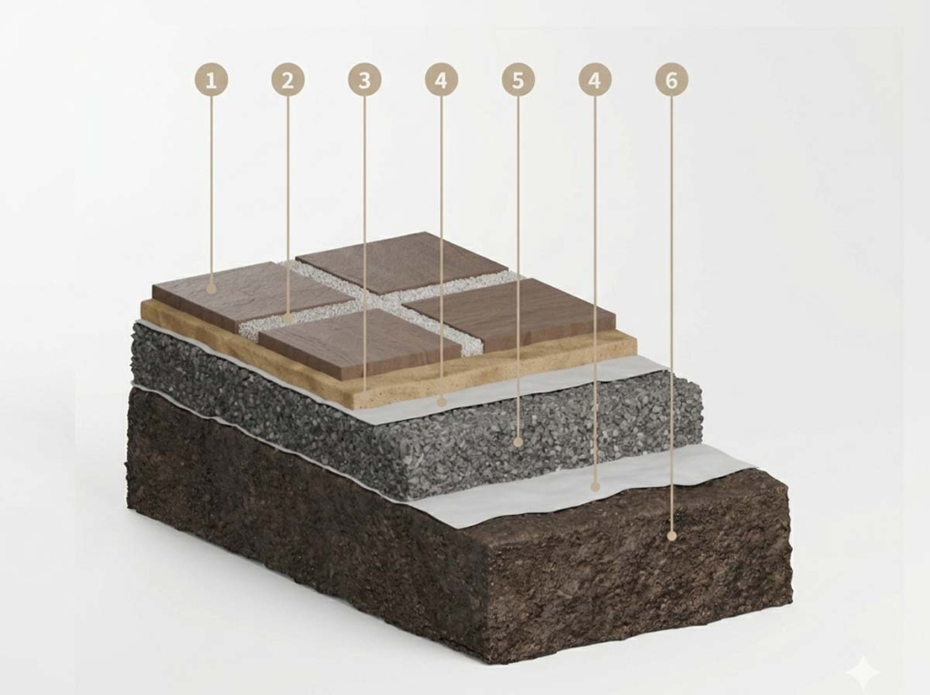 Схема монтажа дорожки с декоративным камнем Brickdorff