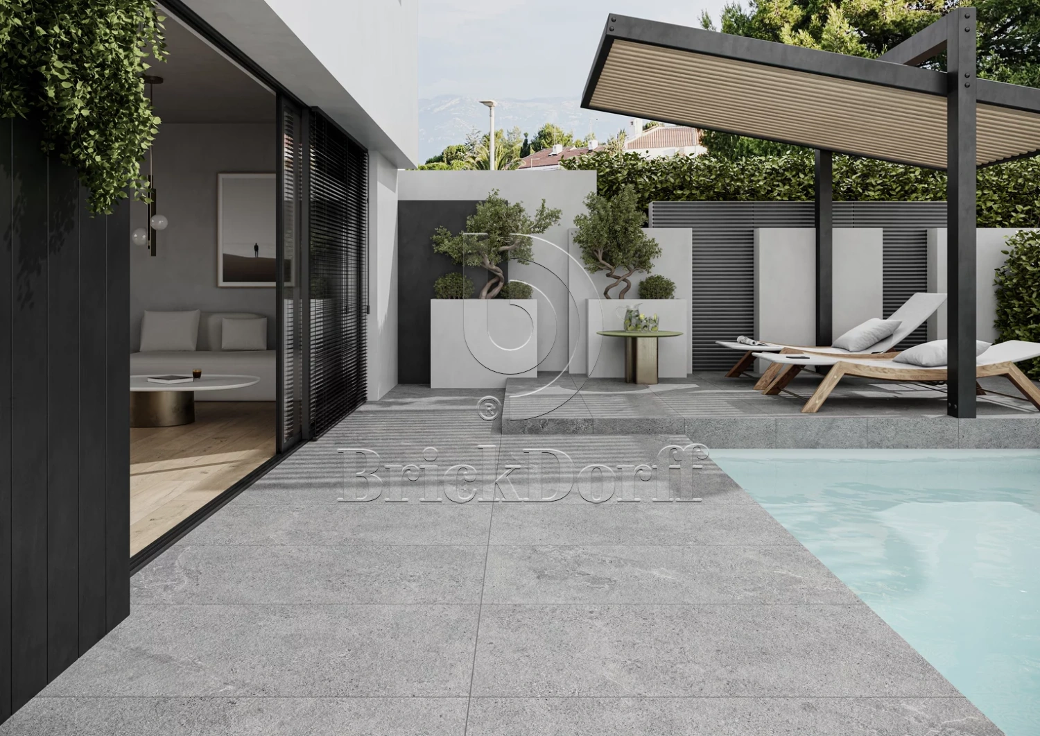 Authority Grey Gres 20 мм тротуарная плитка уличная, противоскользящая, керамогранитная 595*595*20 мм Paradyz