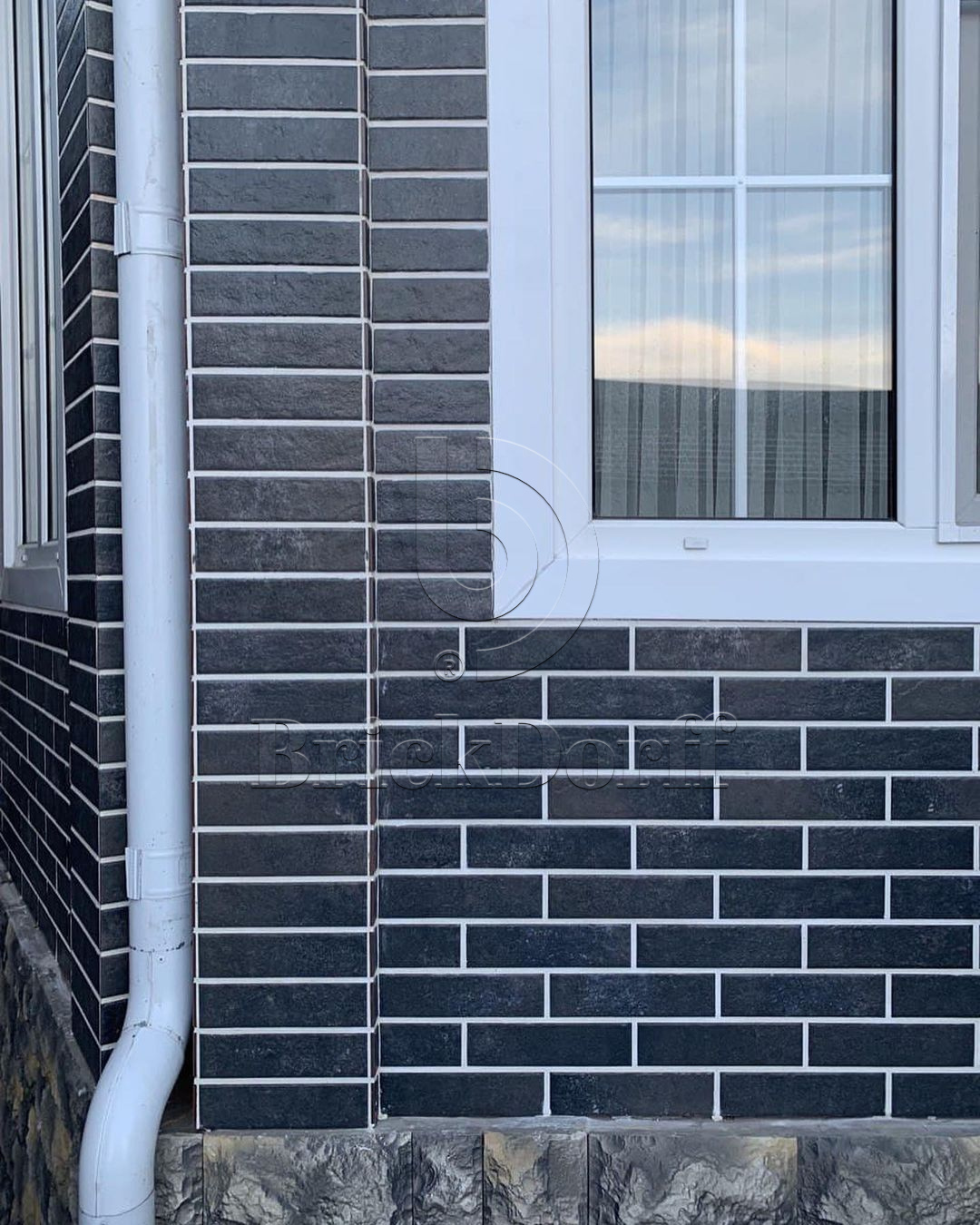 Viano Antracite 245X66х7,4 мм Клинкерная фасадная плитка под кирпич облицовочная, антрацит серый