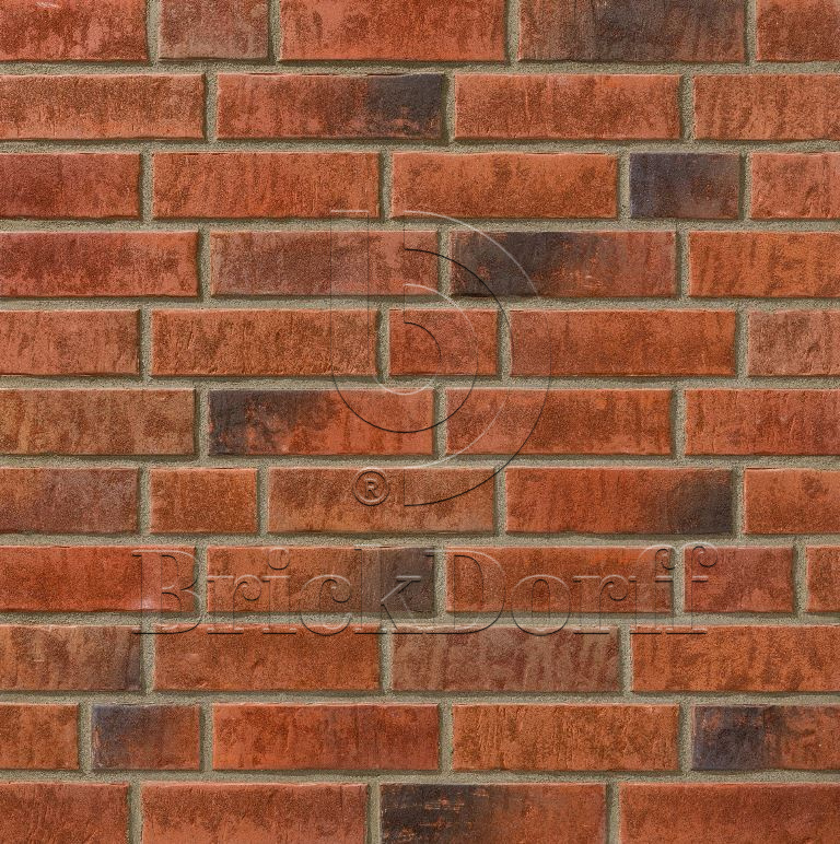 Клинкерная фасадная плитка облицовочная под кирпич Stroeher (Штроер) Zeitlos 353 eisenrost рельефная, 400*71*14 мм