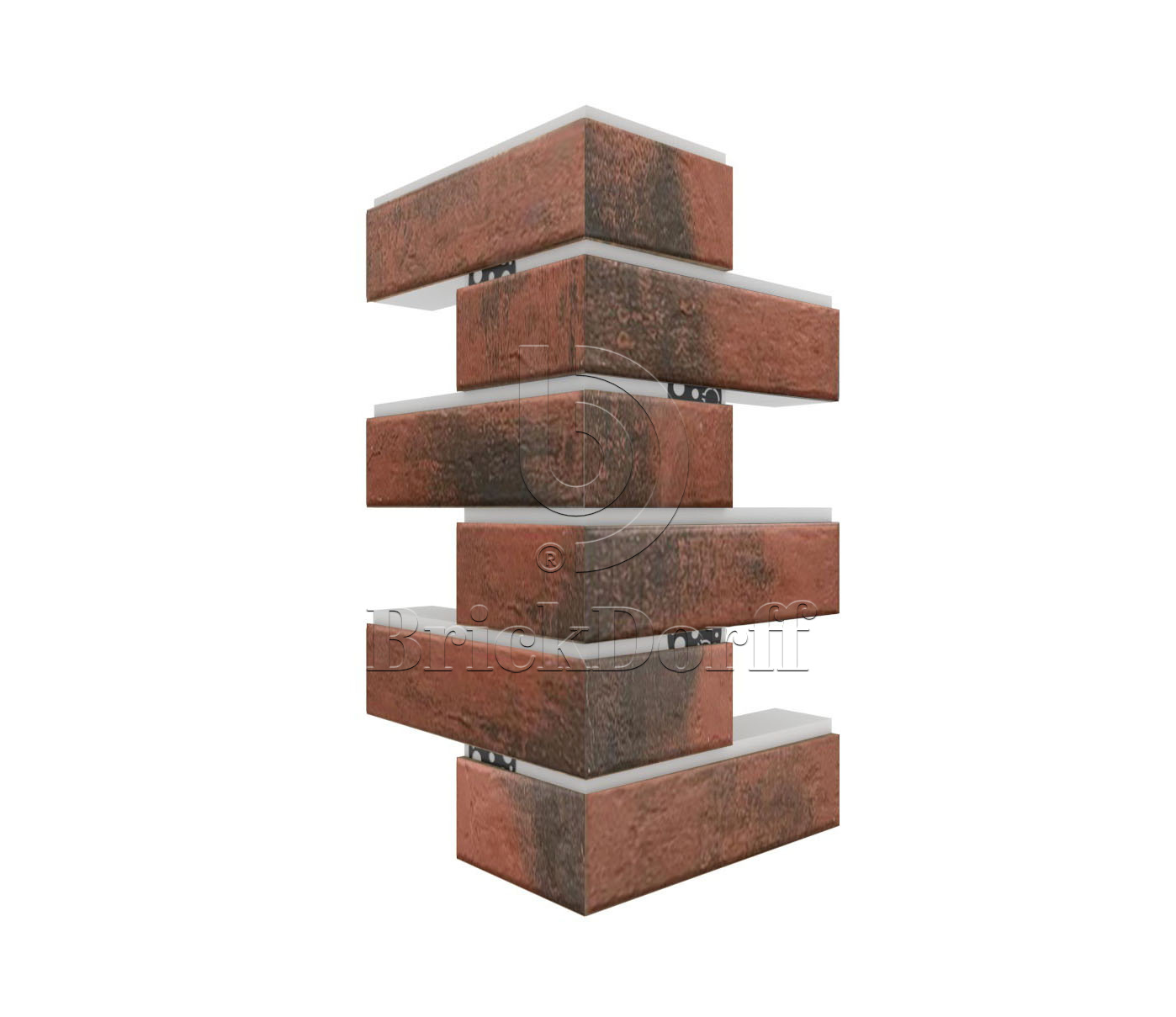 Red Wine Угловая фасадная термопанель из пенополистирола ППС 80 мм, 0,17м2 с клинкерной плиткой