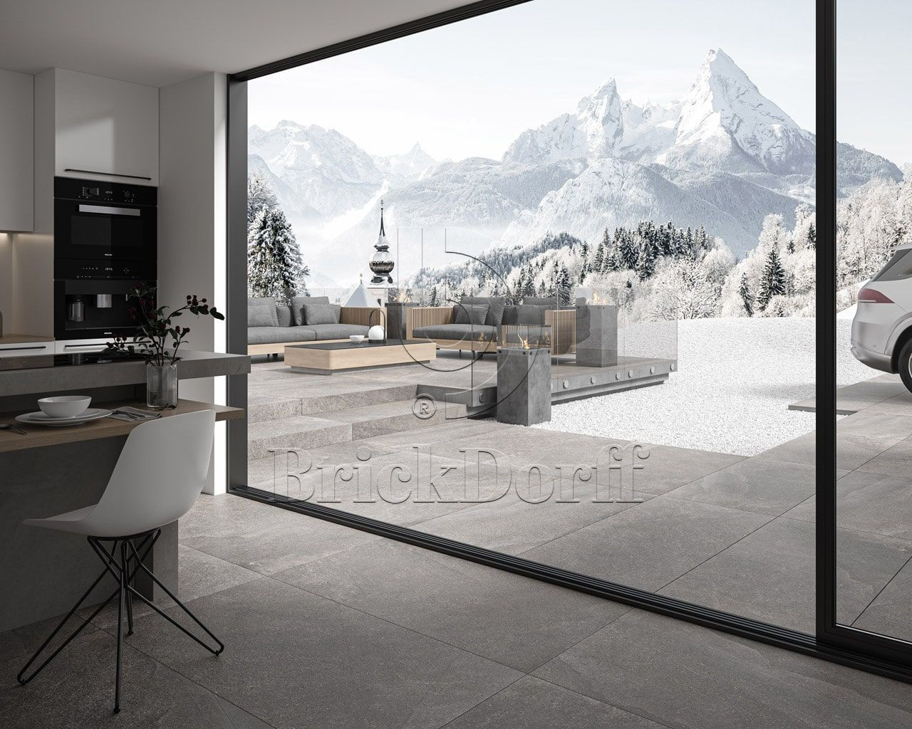 Natural Rocks Basalt 20 мм тротуарная плитка уличная, противоскользящая, керамогранитная 595*595*20 мм Paradyz