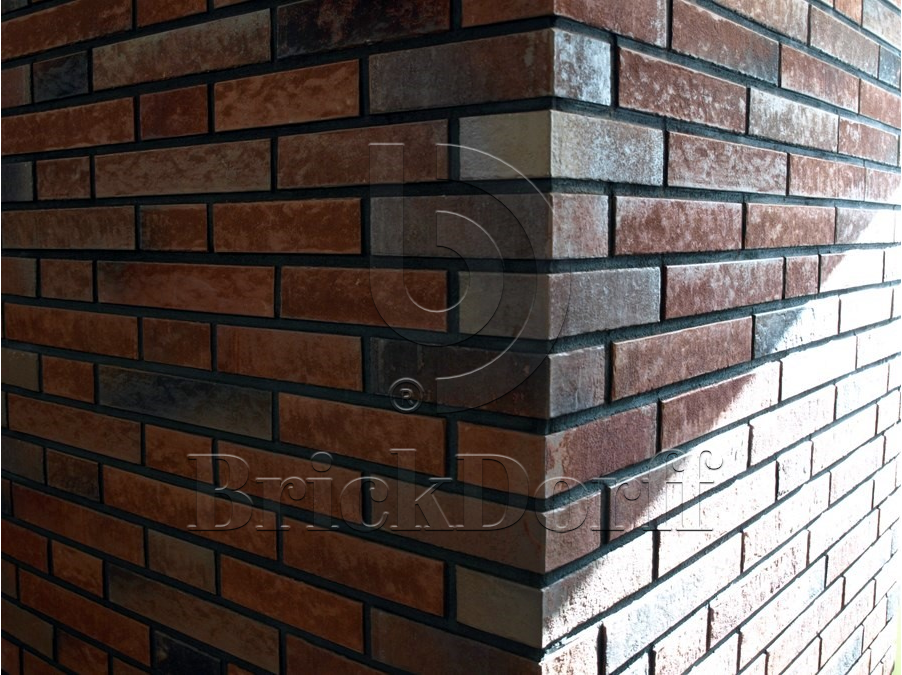 Клинкерная фасадная плитка облицовочная под кирпич Stroeher (Штроер) Zeitlos 353 eisenrost рельефная NF14, 240*71*14 мм
