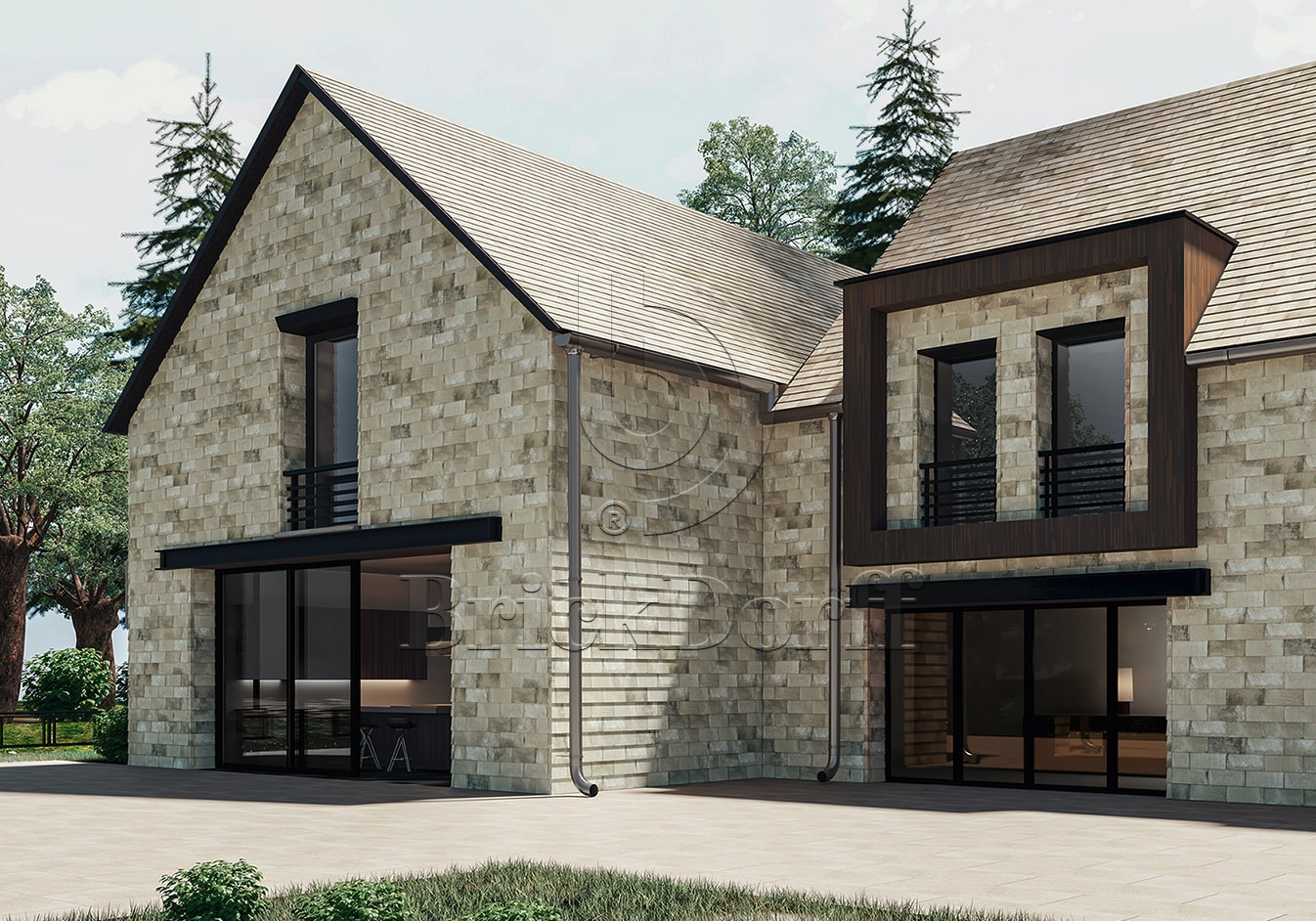 Tempio Rustikotta WHITE SPLATTER 200x400x14мм Дранка керамическая плитка для навесного вент Фасада и Кровли