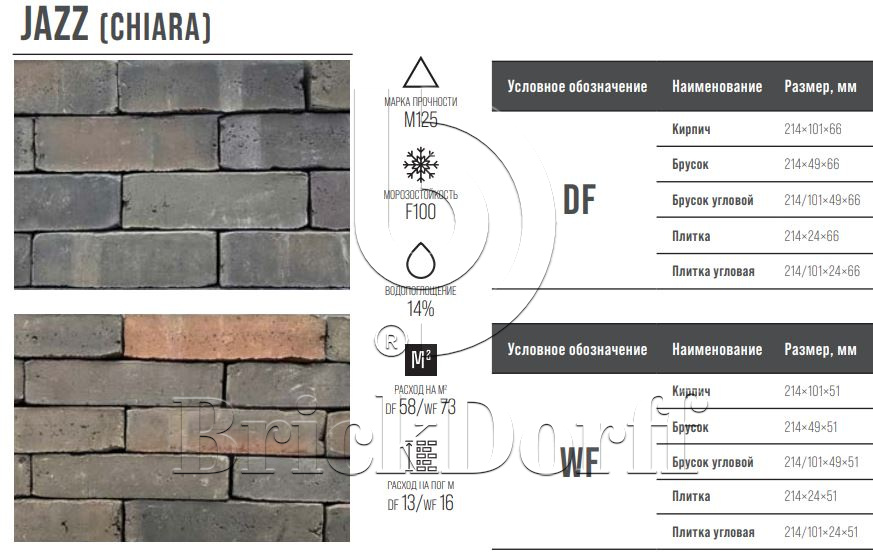 JAZZ (CHIARA) WF 214х101х51 мм, Кирпич ручной формовки Engels baksteen