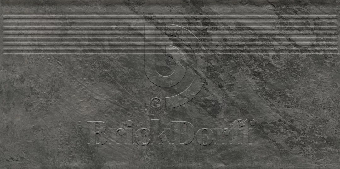 Клинкерная ступень с насечками Ardis Dark 600x300x8,5 мм – для улицы, террасы, крыльца, лестницы, морозостойкая