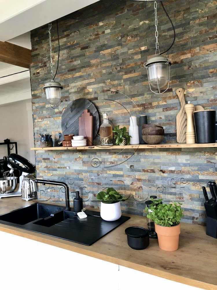 Сланец Цветной-1120 600*150*10-20 мм, натуральный камень для фасада и интерьера BD