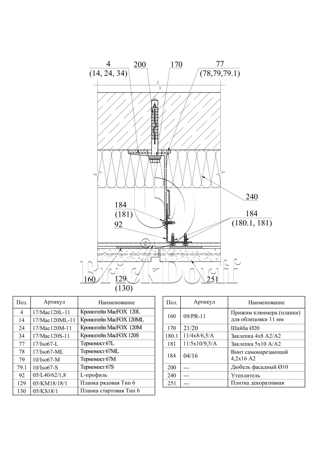 Система НВФ для клинкерной пазогребневой плитки · MTC-v-350