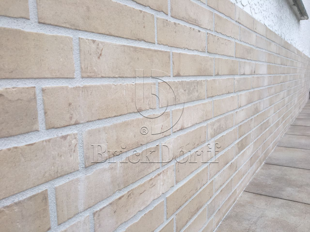 Клинкерная фасадная плитка облицовочная под кирпич Stroeher (Штроер) Kontur EG 470 beige engobiert рельефная, 240*52*12 мм