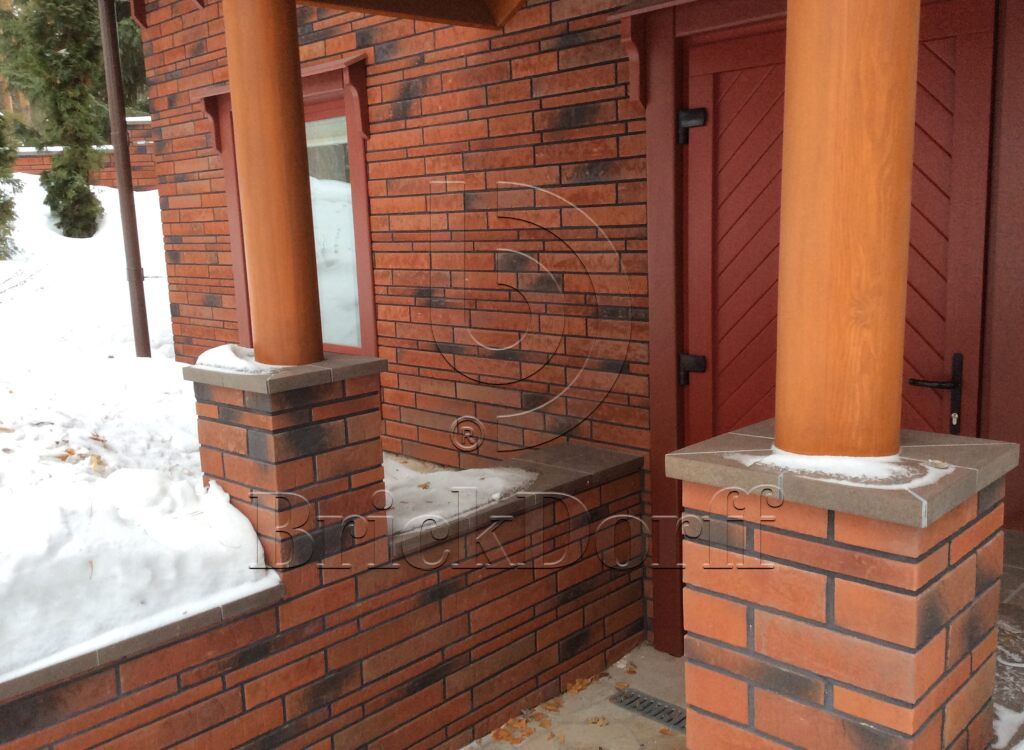 Клинкерная фасадная плитка облицовочная под кирпич Stroeher (Штроер) Zeitlos 353 eisenrost рельефная NF14, 240*71*14 мм