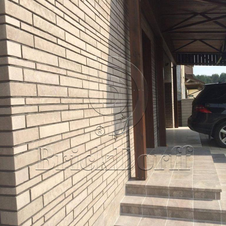 Клинкерная фасадная плитка облицовочная под кирпич Stroeher (Штроер) Zeitlos 237 austerrauch рельефная, 400*71*14 мм