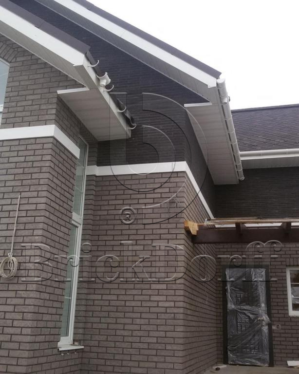 Клинкерная фасадная плитка облицовочная под кирпич Stroeher (Штроер) Zeitlos 237 austerrauch рельефная, 400*71*14 мм