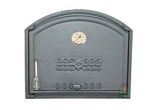 1204 Дверца глухая правая с термометром DCHS2T чугунная Halmat  315(410)х485 мм