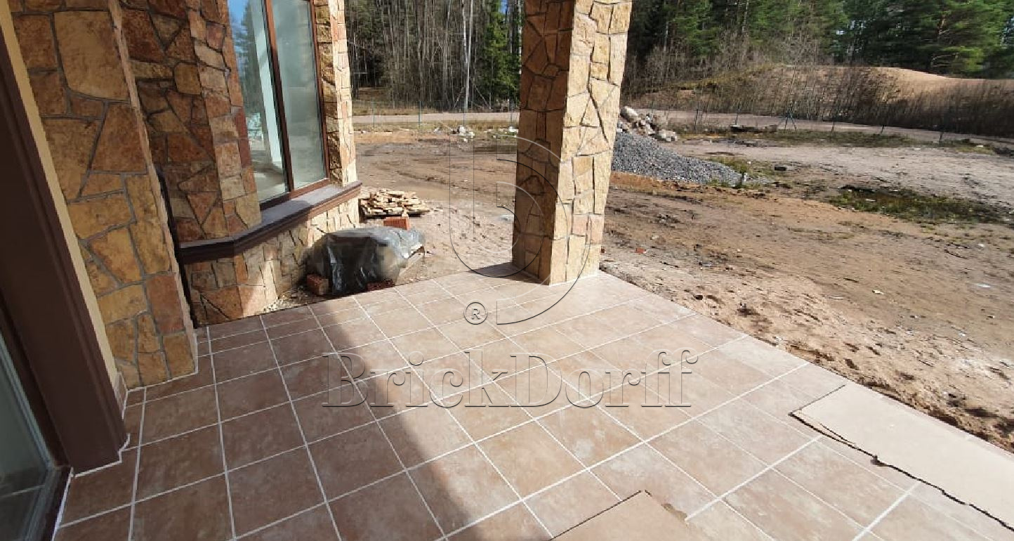 Ilario Beige клинкерная ступень с насечками противоскользящая 300x300x11 мм