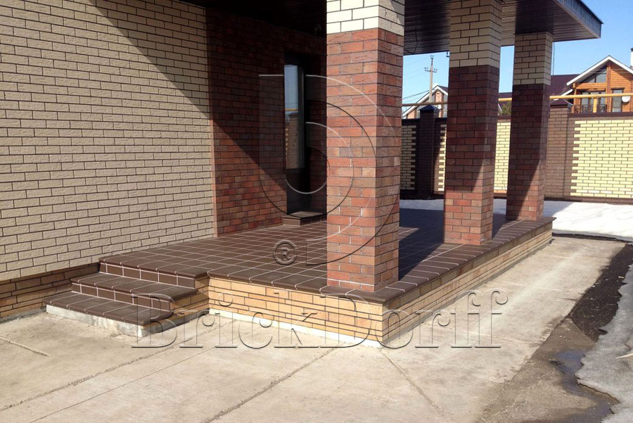 Клинкерная ступень Флорентинер противоскользящая плитка ABC Objekta Braun 345*240*14 мм