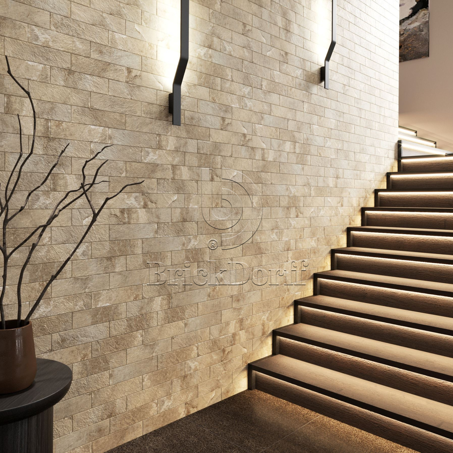 Колорадо-3 бежевая клинкерная фасадная плитка под кирпич 245*65*7 мм, керамин