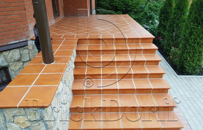 Клинкерная ступень флорентинер противоскользящая плитка EURAMIC CADRA 524 male 340*294*10 мм