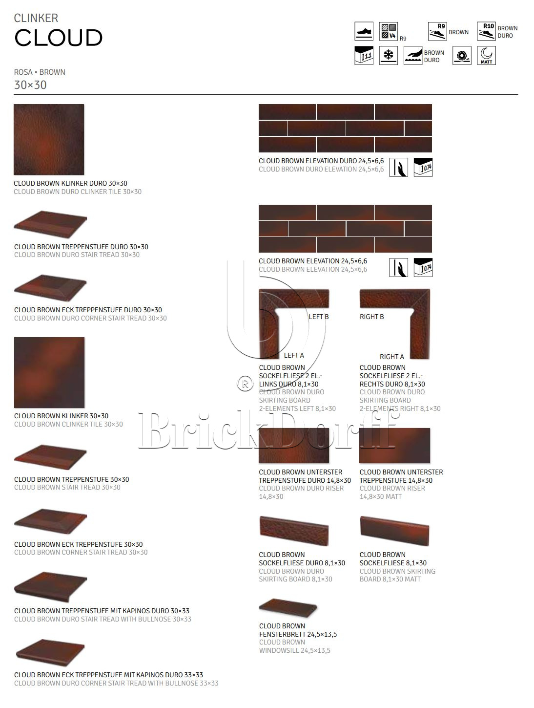 Cloud Brown ступень угловая флорентинер противоскользящая с капиносом 330x330x11 мм