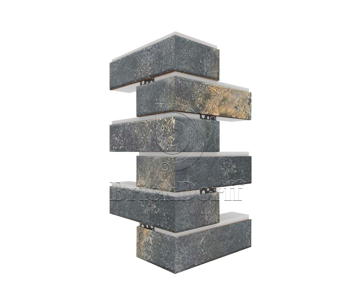 Metal Dark Угловая фасадная термопанель из пенополистирола ППС 100 мм, 0,17 м2 с клинкерной плиткой