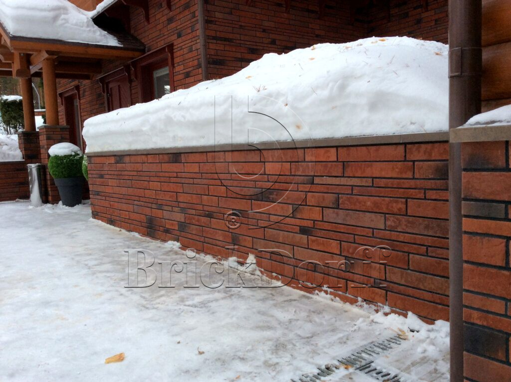 Клинкерная фасадная плитка облицовочная под кирпич Stroeher (Штроер) Zeitlos 353 eisenrost рельефная NF14, 240*71*14 мм