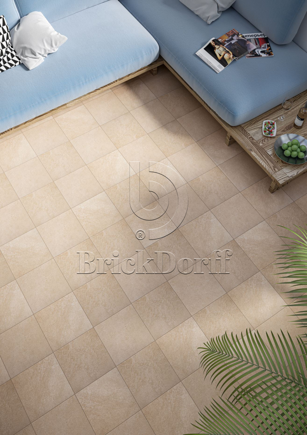 Mattone Sabbia Beige клинкерная ступень с насечками плоская противоскользящая 300x300x11 мм