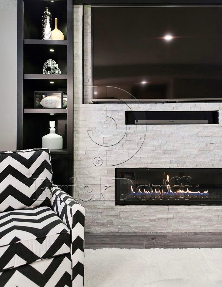 Кварцит Белый 600*150*10-20 мм, натуральный камень для интерьера BD