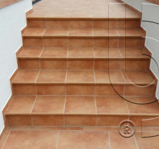 Клинкерная ступень флорентинер противоскользящая плитка  EURAMIC CADRA 523 cotto 340*294*10 мм