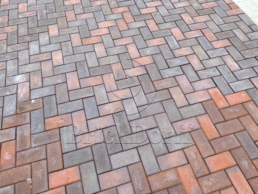 Тротуарная плитка / брусчатка Клинкерная ЛСР (RAUF Design) темно-красный флэшинг "Глазго" 200*100*50 мм