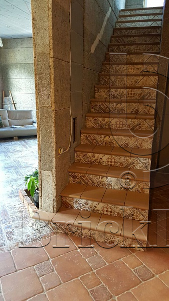 Клинкерная ступень Фронтальная противоскользящая плитка ЭкоКлинкер Natural Sand Песочный 330*250*40*14 мм