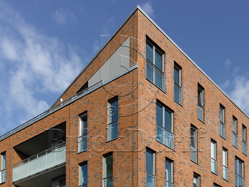 Клинкерная фасадная плитка облицовочная под кирпич Stroeher (Штроер) Zeitlos 353 eisenrost рельефная NF14, 240*71*14 мм