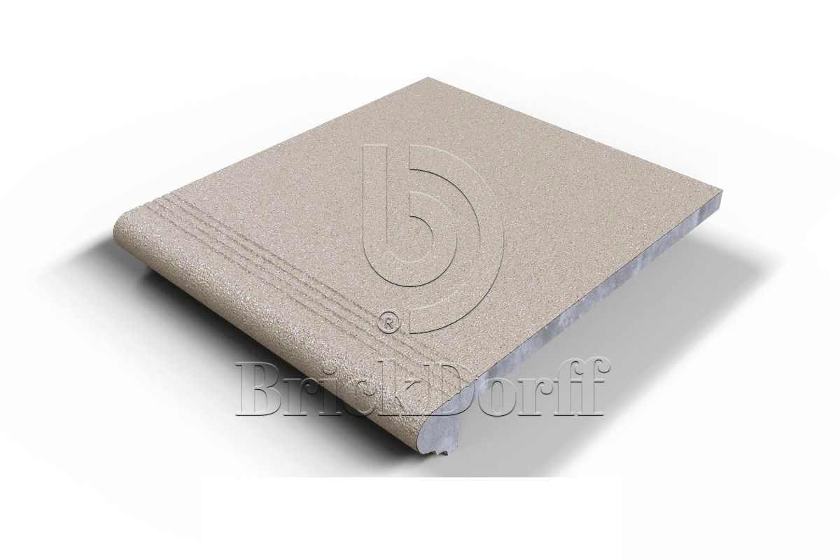 302 Ступень Флорентинер фронтальная противоскользящая с насечками, бежевая 330*310*17 мм