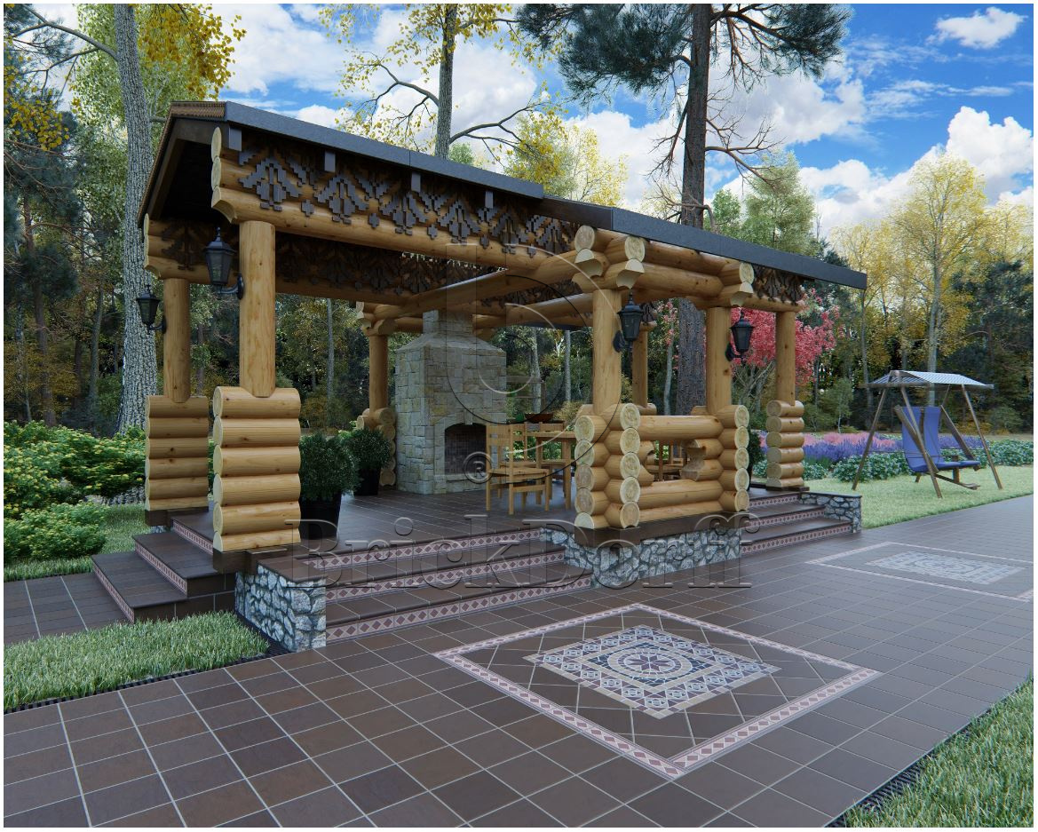 Клинкерная ступень Фронтальная противоскользящая плитка ЭкоКлинкер Natural Brown Коричневый 330*250*40*14 мм