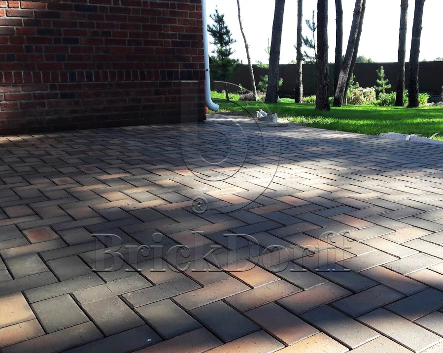 Тротуарная плитка / брусчатка Клинкерная ЛСР (RAUF Design) темно-красный флэшинг "Глазго" 200*100*50 мм