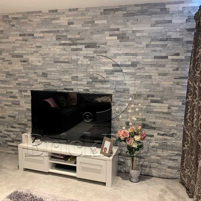 Кварцит бело-серый 1308g 600*150*10-20 мм, натуральный камень для интерьера и фасада BD