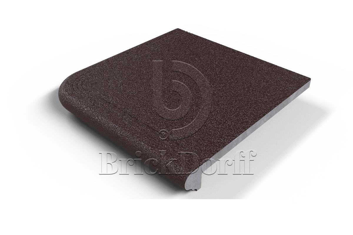 201 Угловая ступень Флорентинер противоскользящая с насечками, коричневая 330*330*17 мм