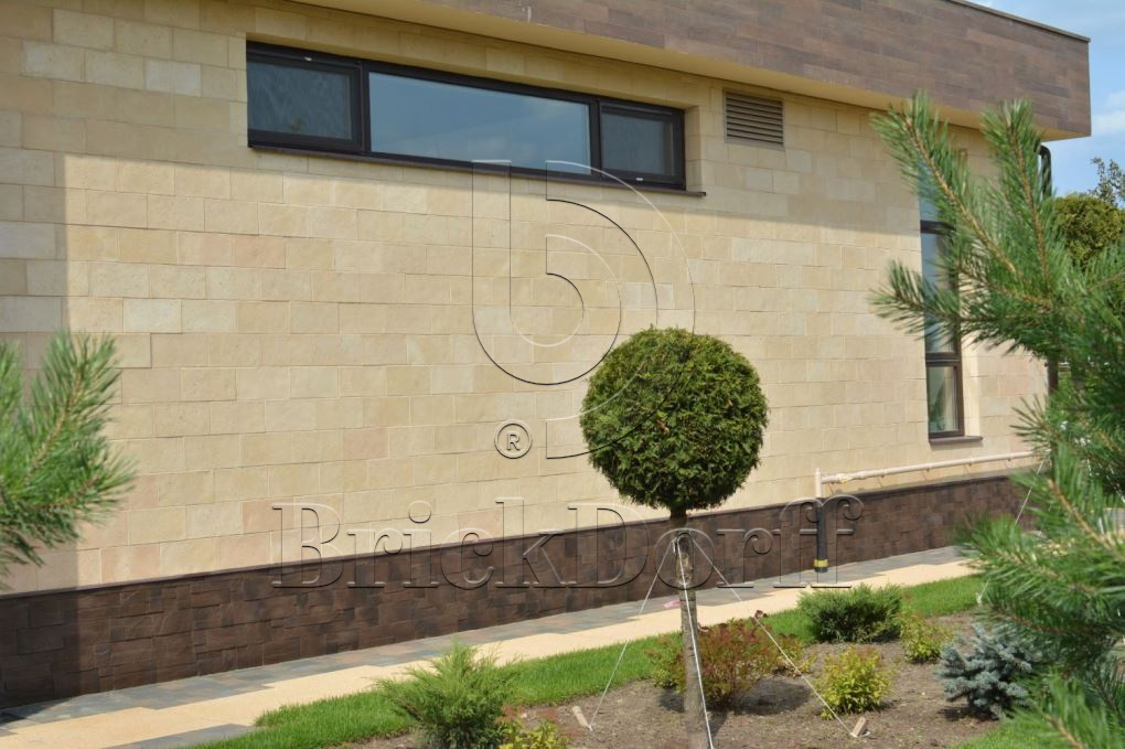 Фасадная облицовочная декоративная плитка травертин-касса 15