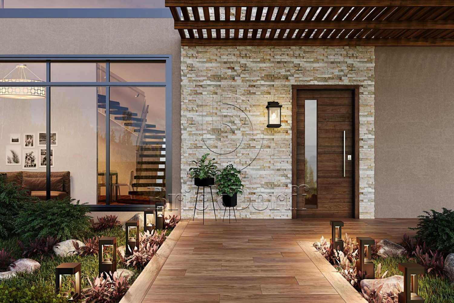 Сланец Бежевый-014 600*150*10-20 мм, натуральный камень для фасада и интерьера BD