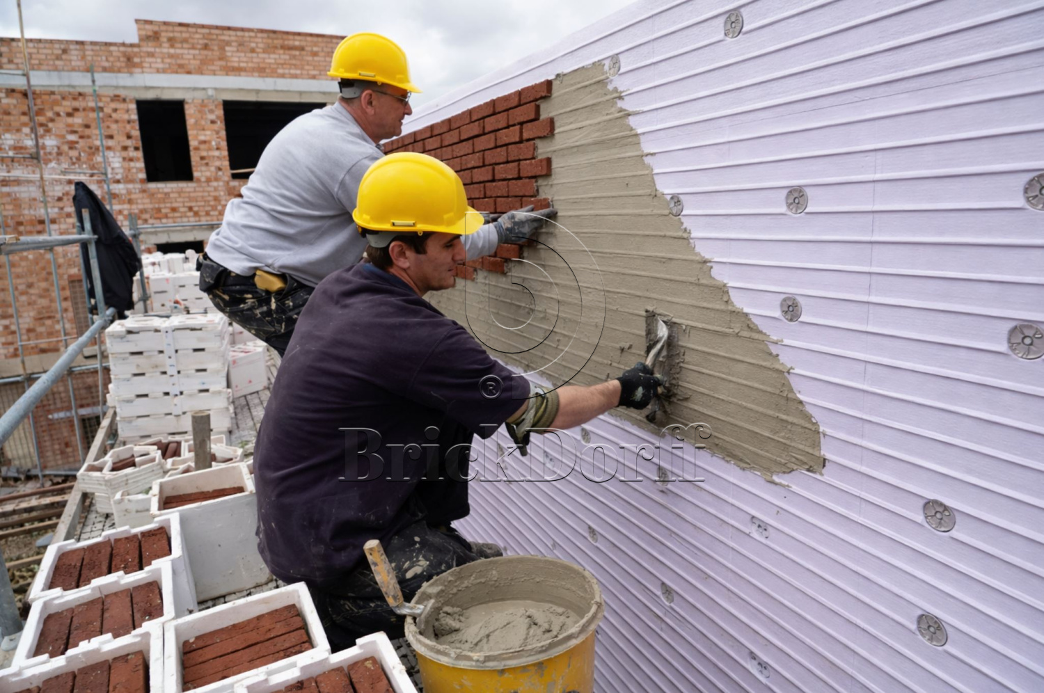 Фасадная панель утепления ППС 100 мм с направляющими под клинкерную плитку RF, размер 540х1000х100 мм