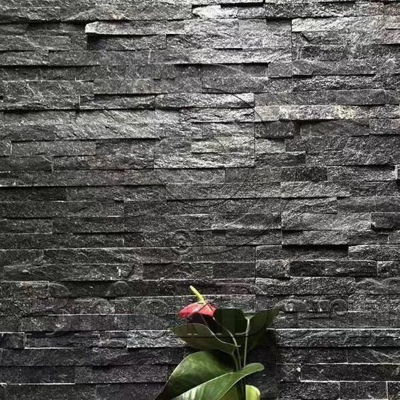 Кварцит Черный 1308H 600*150*10-20 мм, натуральный камень для интерьера и фасада BD