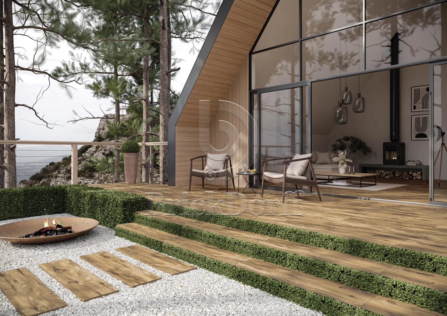 Rustland Brown Gres 295*1195*20 мм тротуарная плитка уличная, противоскользящая, керамогранитная Paradyz