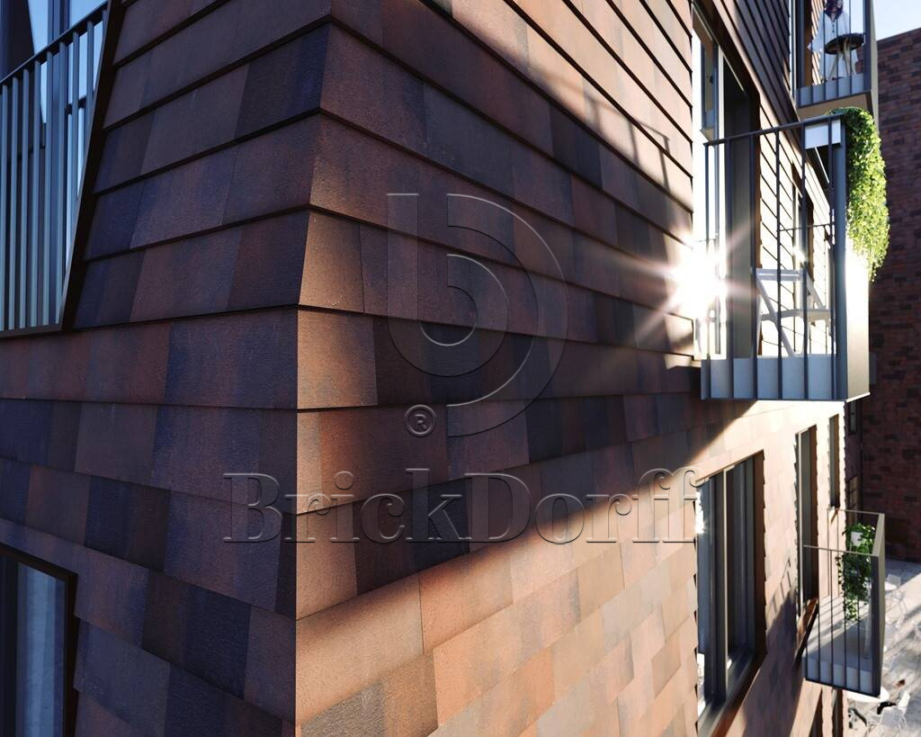 Tempio Rustikotta TONED FLAMED 200x400x14мм Дранка керамическая плитка для навесного вент Фасада и Кровли